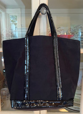 Vanessa Bruno Black Canvas Sequin Tote, Le Cabas, Vintage