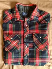 (JC PENNY) Western Lumberjack Check Red Shirt, Pop Button -  (Small Men's)