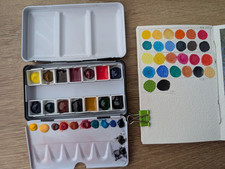 QOR Introductory Set And Winsor Newton Watercolour Paints -  Metal Palette