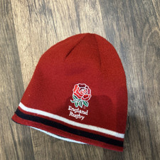 Official England RFU Rugby Beanie Hat Reversible One Size Navy Red