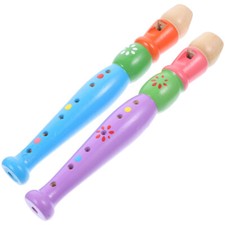 2pcs Wood Piccolo Flute Kids Musical Instruments Educational Music Toys