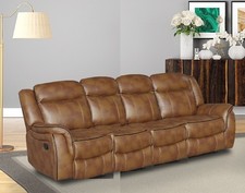 Tan Brown Leather Gel 4 Seater