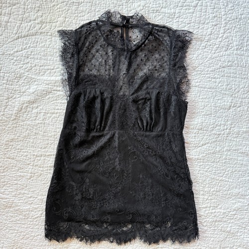 Black lace sheer mesh - black,
