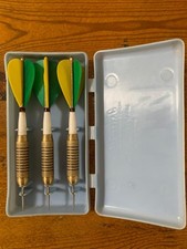 Vintage 33gram Feather Flight Darts In Case Canary Yellow / Green