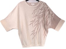 Apricot Women's Relaxed Fit Short Sleeve Wool Blend Natural Beige Jumper Size M