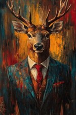 STAG ANIMAL WEARING A SUIT
