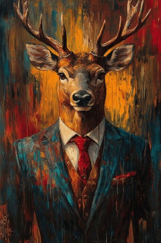 Stag animal wearing suit - wearing,