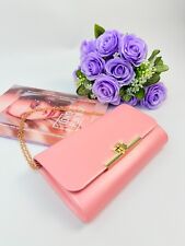 Ladies Plain Small Clutch Bag Evening Wedding Plain Bridal Party Turn Lock Chain