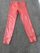 Zara Red Faux Leather Pants