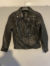 Vintage Hein Gericke Leather Biker Jacket Fringed Tassel Women’s Size UK 8
