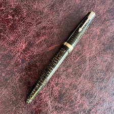 Parker Vacumatic Long Major 3rd Gen Fountain Pen Golden Brown 14 K 2 Color Nib