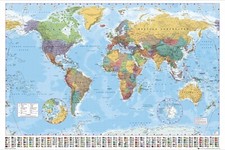 MAP OF THE WORLD POSTER GIANT SIZE 140 X 100cm  FLAGS WALL PRINT TRAVEL