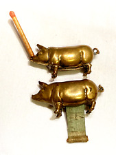 Fantastic Antique Pair of Miniature Pig Novelty Tape Measure & Vesta Go To Bed