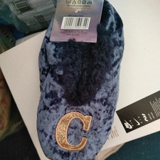 Adult Alphabet Initial C Blue Snuggle Slippers Large 7/8  Brand New With Label