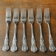 6 Antique Queens Pattern Silver Plated John Fenton?Dessert Salad Forks 18cm Long