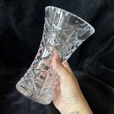 Vintage cut retro Clear Crystal Glass Taper Vase