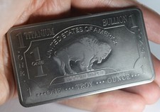 .999 Fine/Pure TITANIUM Bar. One Troy Ounce 32g. Buffalo Investment/Bullion Bar