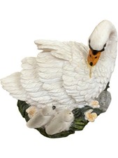 Decorative Swan Figurine with Cygnets Ceramic Collectable Ornament