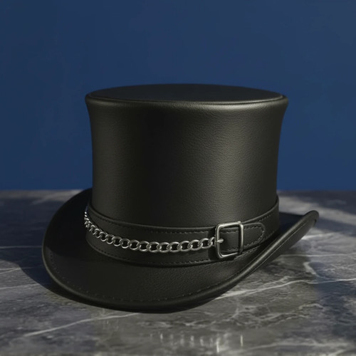 Black genuine leather top - leather,