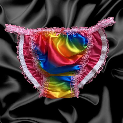 Hotpink rainbow satin frilly - rainbow,