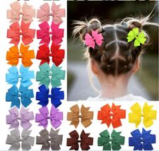 2PCS 3.15inch GIRLS  BOW CLIPS SCHOOL HAIR ACCESSORIES Pair UK 