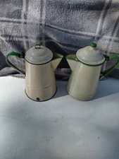 2 Vintage Enamelware Tan with