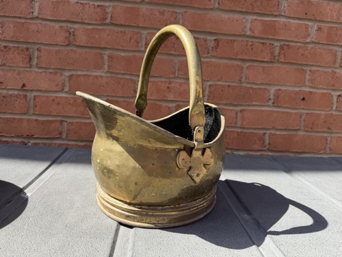 Vintage brass coal scuttle - coal,