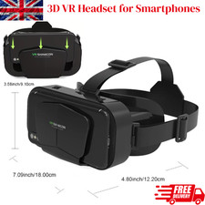 3D VR Headset for Smartphones - Virtual Reality Glasses w/ Adjustable Lenses