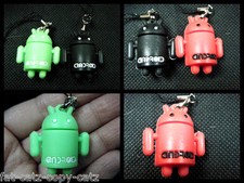 SET OF 2 ANDROID ROBOTS COLLECTABLE MOBILE PHONE HANDBAG CHARM KEYRING UK SELLER