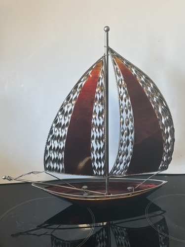 Vintage metal sailing boat - vintage,