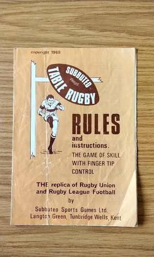 Subbuteo rugby rules and - subbuteo,