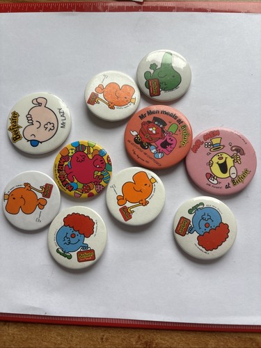 Ten men pin badges - pin, badges.