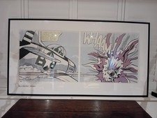 After Roy Lichtenstein Vintage Lithograph ' Wham' Huge Diptech in Heavy Frame.