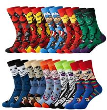5 Pairs of Mens Novelty Character Socks Dads Present Gift Cotton Funny Marvel