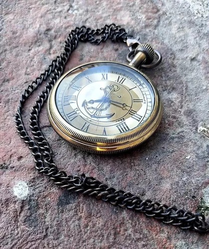 Antique brass pocket - antique, clock