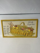Framed Hand Painted Kitchen Art 1967 Kitschy Lively Legumes New York Yellow
