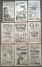 NINE 1950s Vintage Adverts for FOOTBALL POOLS Companies. Free UK p&p