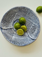 Hand Made Scottish Studio Pottery Mark Haillay Slab Bowl Gilt Rim c2000