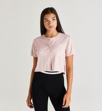 SikSilk Girls Pink Original Crop Baseball Jersey 15 Years