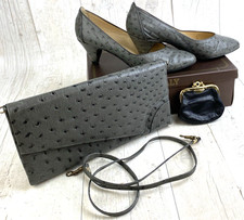 Bally Leather Shoes Grey UK 6, matching bag & black leather coin purse