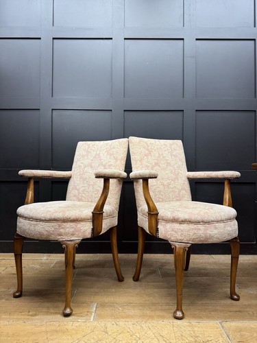 Pair antique pink upholstered - pair,