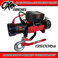 OX ELECTRIC WINCH BLACK 13500lb 12v SYNTHETIC ROPE WIRELESS RECOVERY - UK STOCK