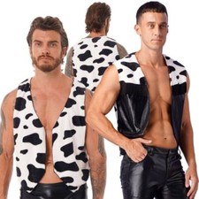 UK Men's Cow Print Vest Hippie