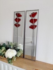 10x40cm pair Poppy 3   Stained
