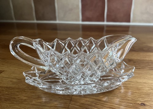Vintage cut glass gravy - cut,
