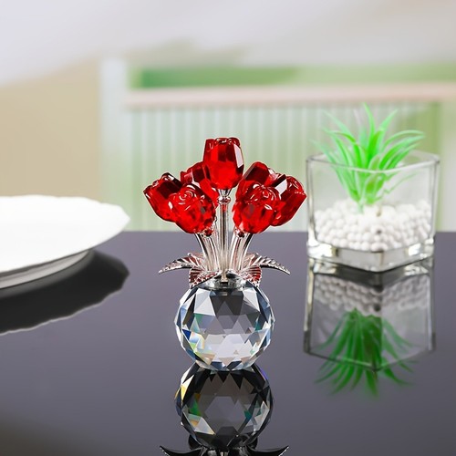 Crystal rose ornament - crystal, red