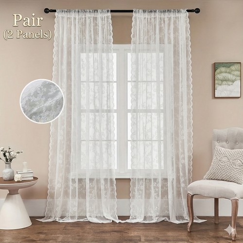 Pair lace sheer curtains - pair,