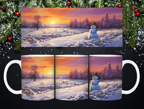 Christmas snowman sunset mug - sunset,