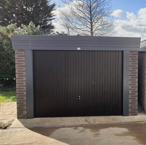 Pent graphite concrete garage - graphite,