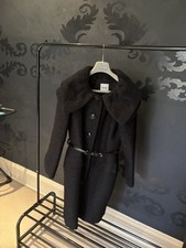 Moschino Black coat Size 10 With Paint Belt Bottom Button Is Missing ￼